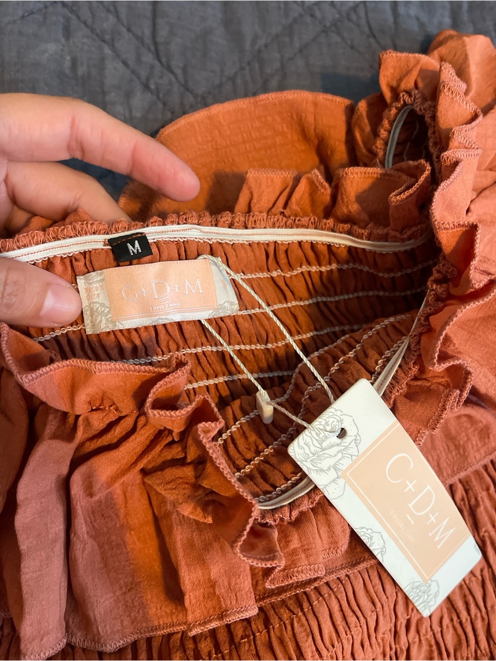 Off-Shoulder Ruffle Maxi Dress - Orange - Picture 3 of 4